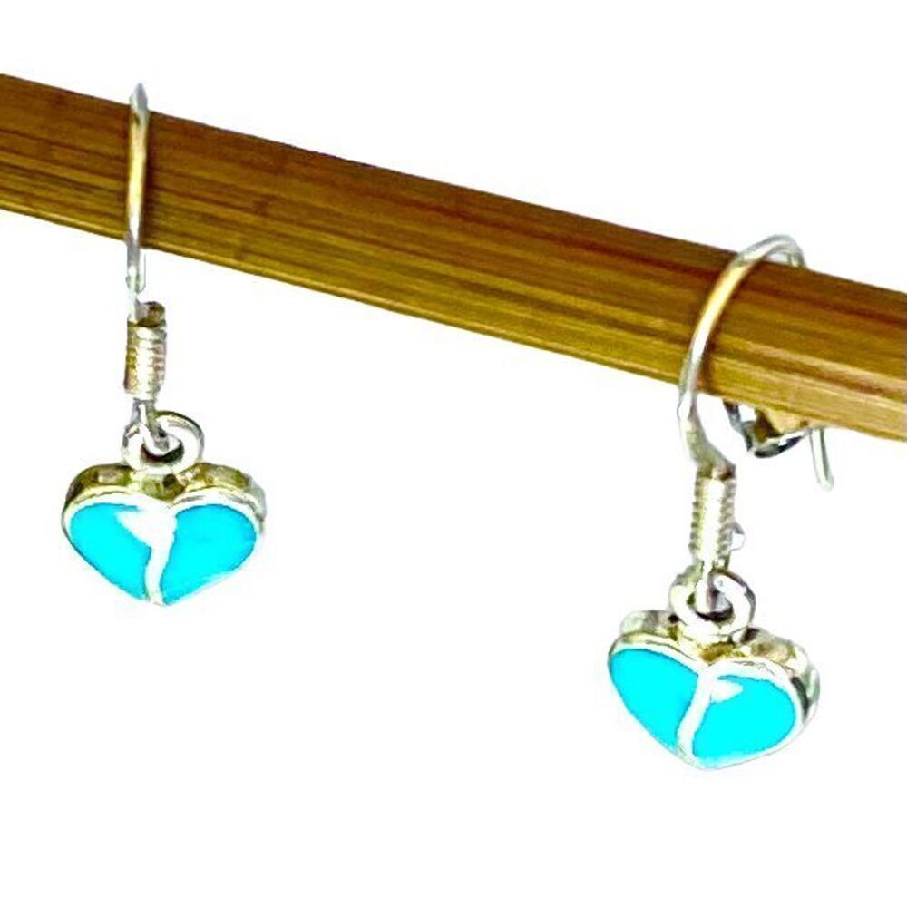 TM# Sterling 925 Silver & Turquoise Heart Dangles